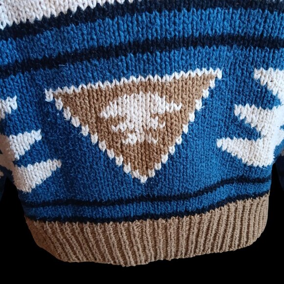 Women's PS Petite Small Sweater Vintage Lizwear Turtle Neck Geometric Pattern - Picture 3 of 9